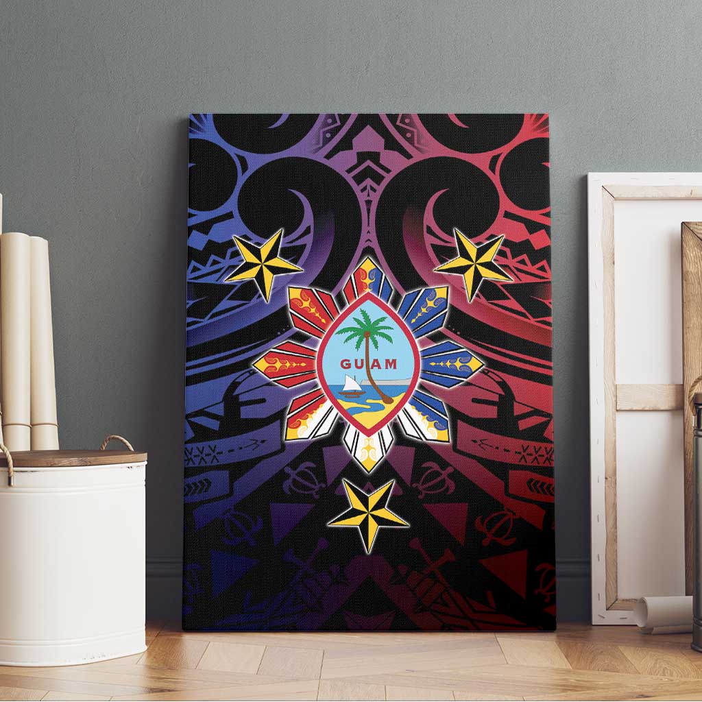 Philippines Guam Canvas Wall Art Filipino Sun With Guaman Seal LT05 - Polynesian Pride