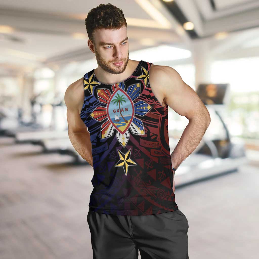 Philippines Guam Men Tank Top Filipino Sun With Guaman Seal LT05 Blue - Polynesian Pride