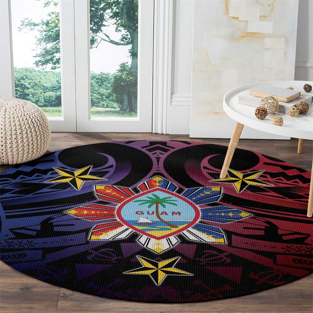 Philippines Guam Round Carpet Filipino Sun With Guaman Seal LT05 - Polynesian Pride