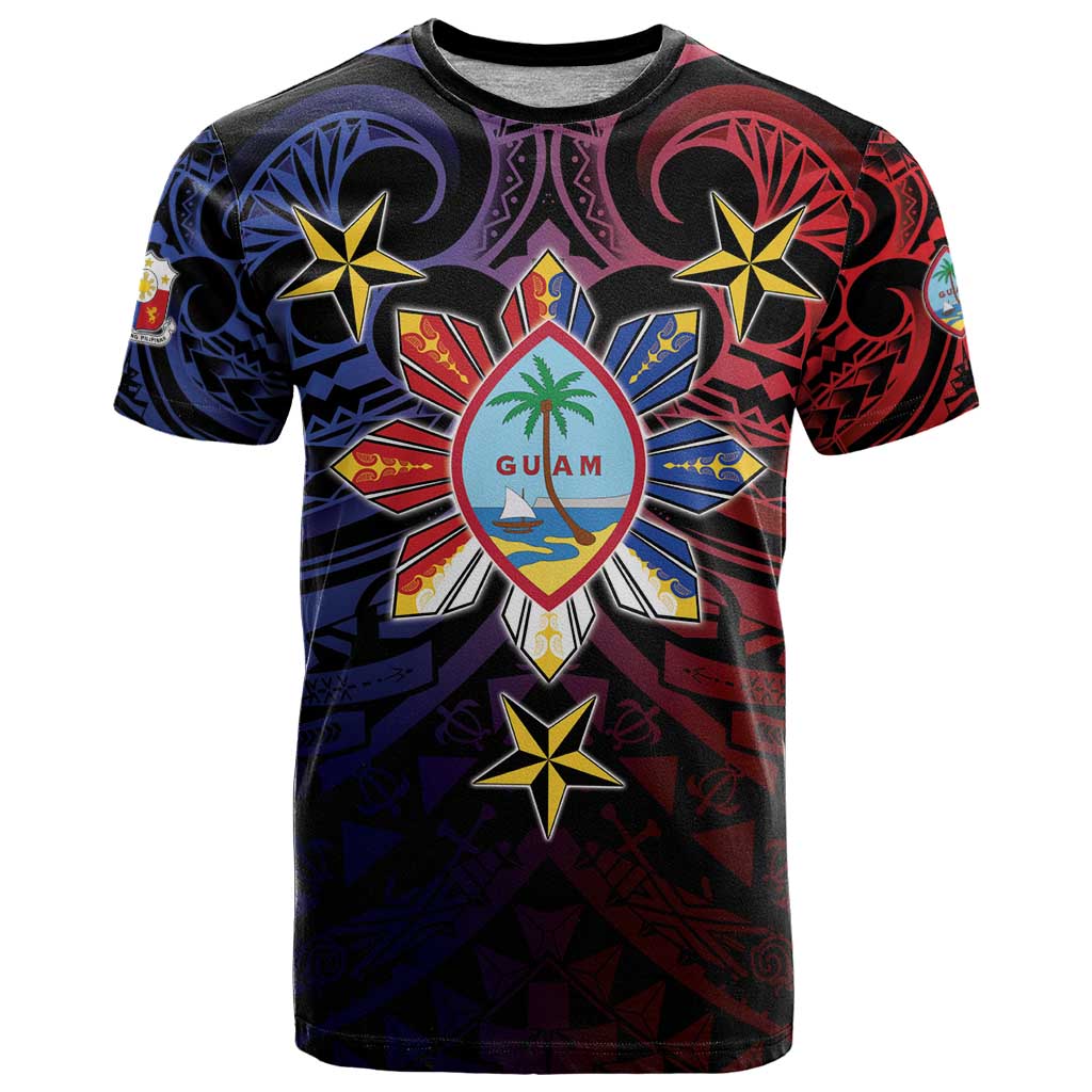 Philippines Guam T Shirt Filipino Sun With Guaman Seal LT05 Blue - Polynesian Pride