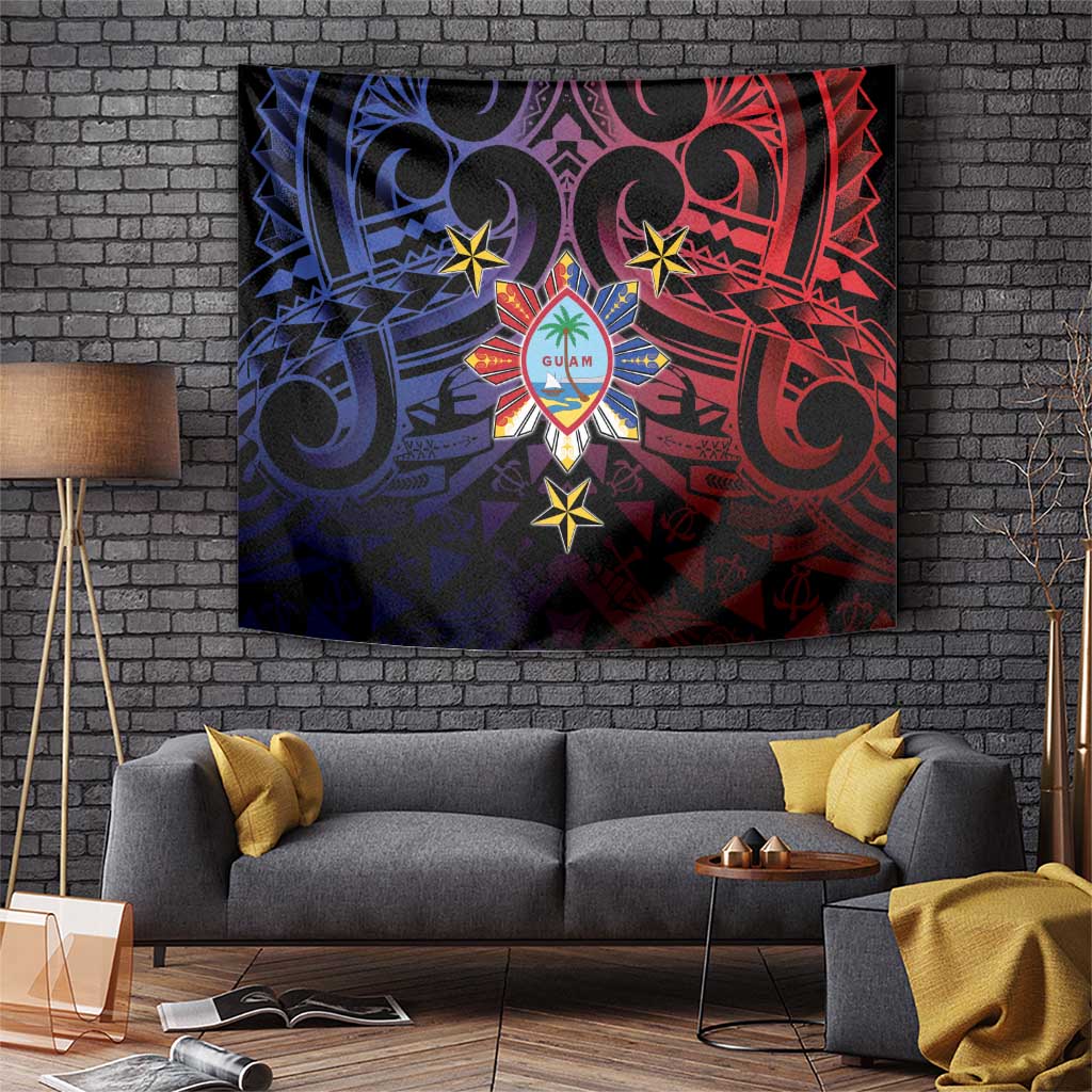 Philippines Guam Tapestry Filipino Sun With Guaman Seal LT05 Blue - Polynesian Pride