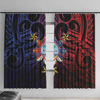Philippines Guam Window Curtain Filipino Sun With Guaman Seal LT05 With Hooks Blue - Polynesian Pride