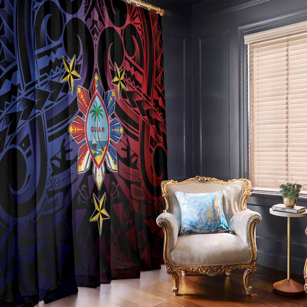 Philippines Guam Window Curtain Filipino Sun With Guaman Seal LT05 - Polynesian Pride
