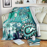 Fiji Born Indian Blanket Palm Paisley With Tapa Pattern LT05 Aqua - Polynesian Pride