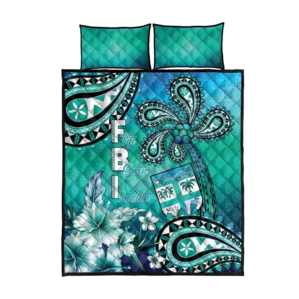 Fiji Born Indian Quilt Bed Set Palm Paisley With Tapa Pattern LT05 - Polynesian Pride