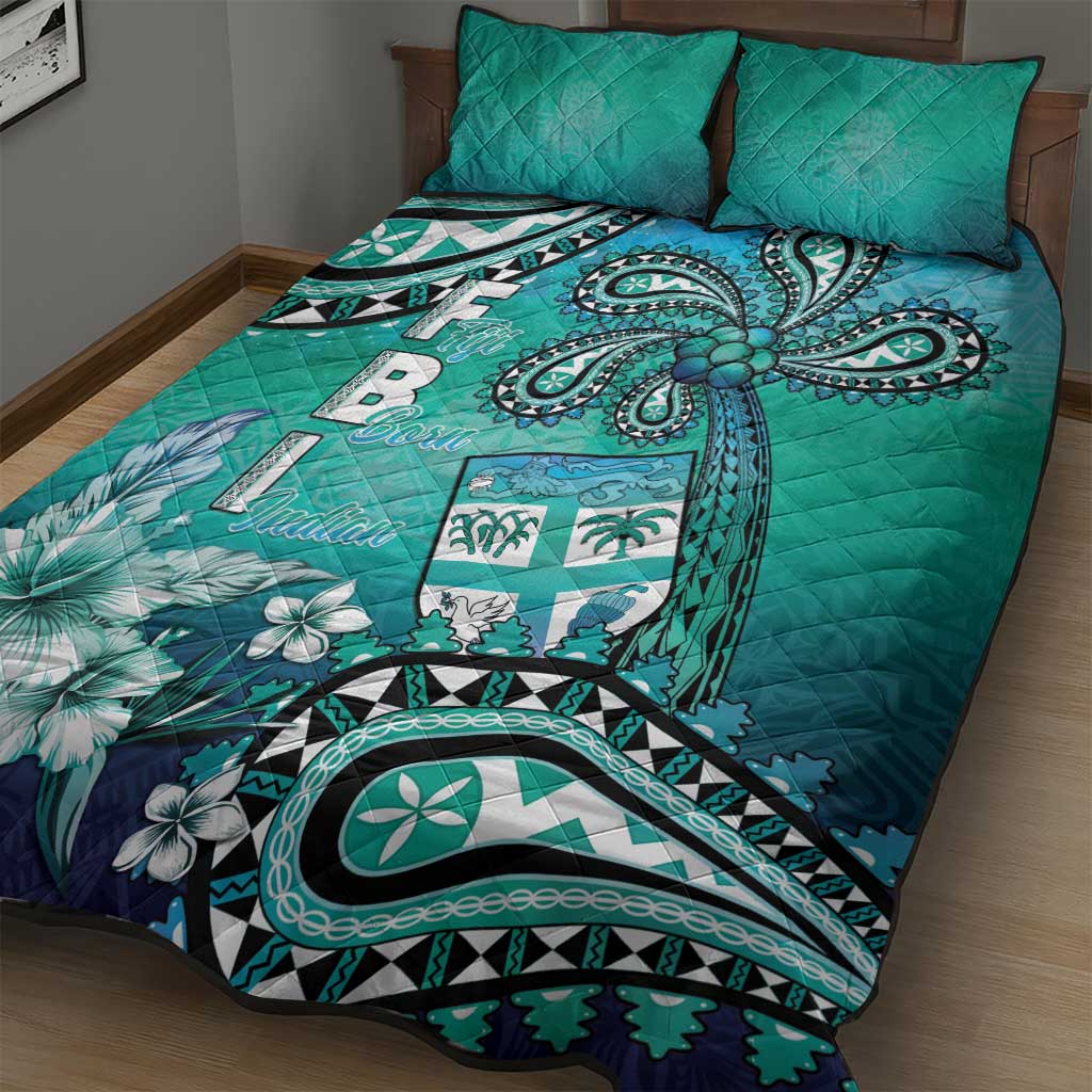 Fiji Born Indian Quilt Bed Set Palm Paisley With Tapa Pattern LT05 - Polynesian Pride