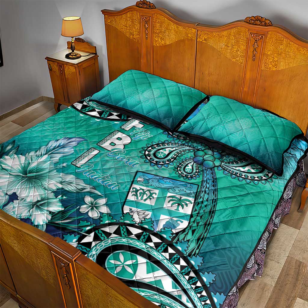 Fiji Born Indian Quilt Bed Set Palm Paisley With Tapa Pattern LT05 - Polynesian Pride