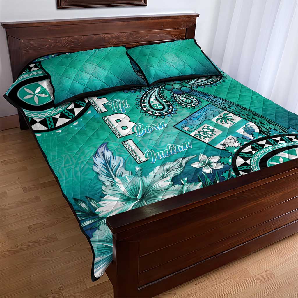 Fiji Born Indian Quilt Bed Set Palm Paisley With Tapa Pattern LT05 - Polynesian Pride