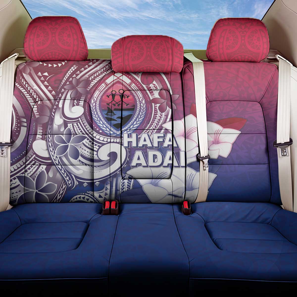 Guam Gadao Back Car Seat Cover Hafa Adai Micronesian Tribal Pattern LT05 One Size Red - Polynesian Pride