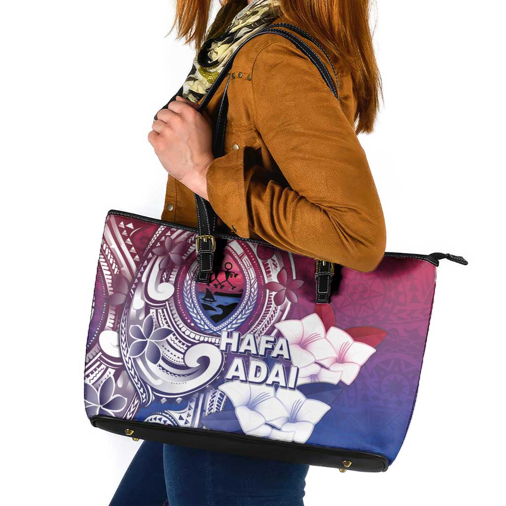 Guam Gadao Leather Tote Bag Hafa Adai Micronesian Tribal Pattern LT05 Red - Polynesian Pride