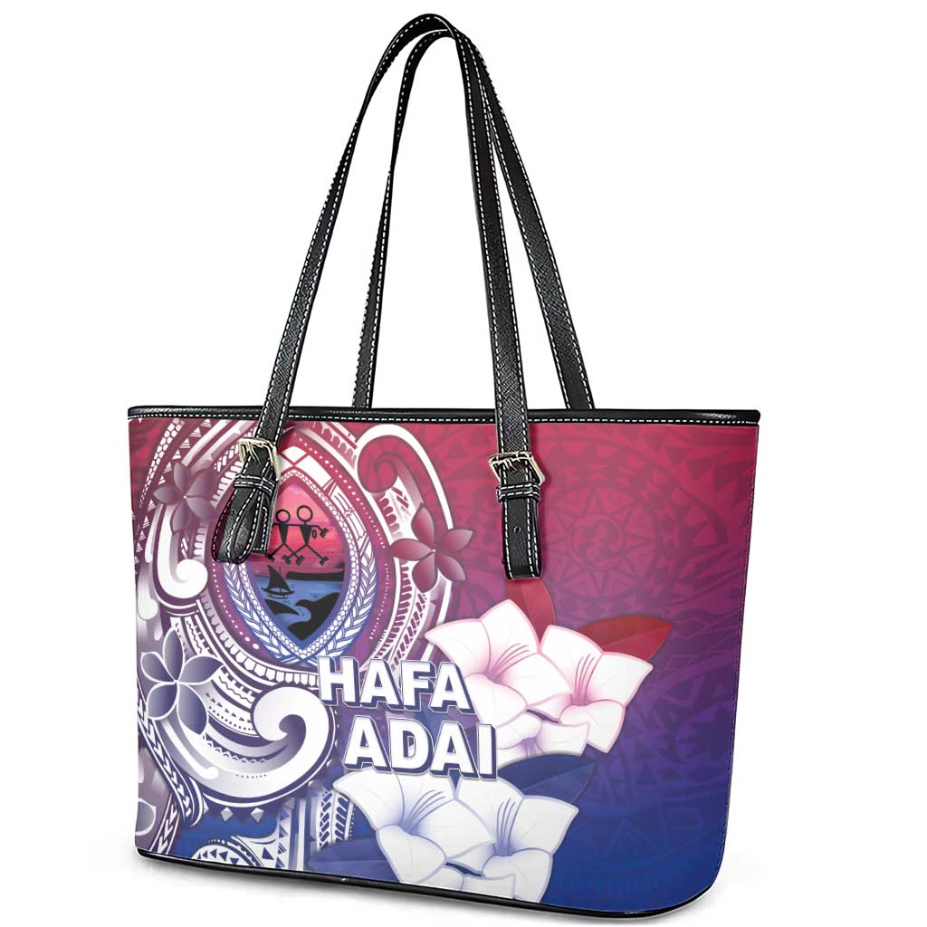 Guam Gadao Leather Tote Bag Hafa Adai Micronesian Tribal Pattern LT05 - Polynesian Pride