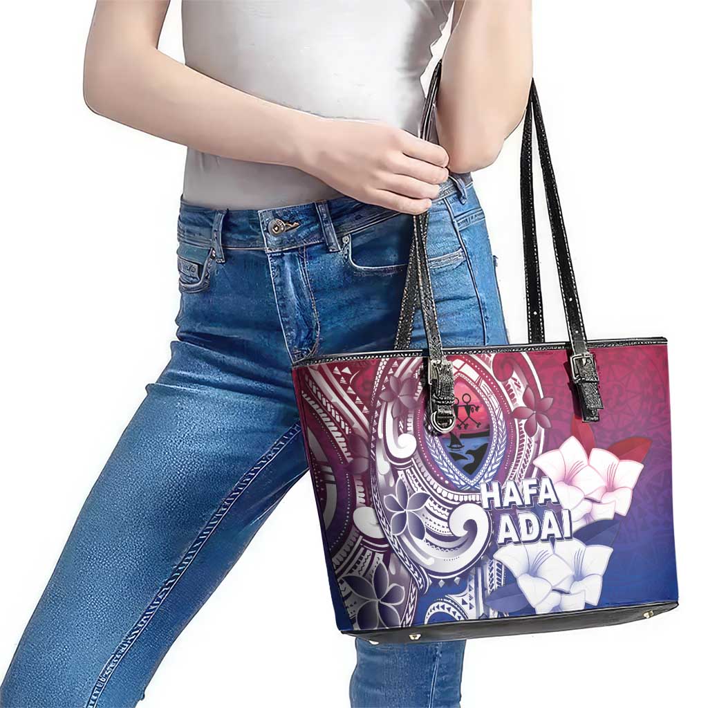 Guam Gadao Leather Tote Bag Hafa Adai Micronesian Tribal Pattern LT05 - Polynesian Pride