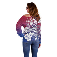 Guam Gadao Off Shoulder Sweater Hafa Adai Micronesian Tribal Pattern LT05 - Polynesian Pride