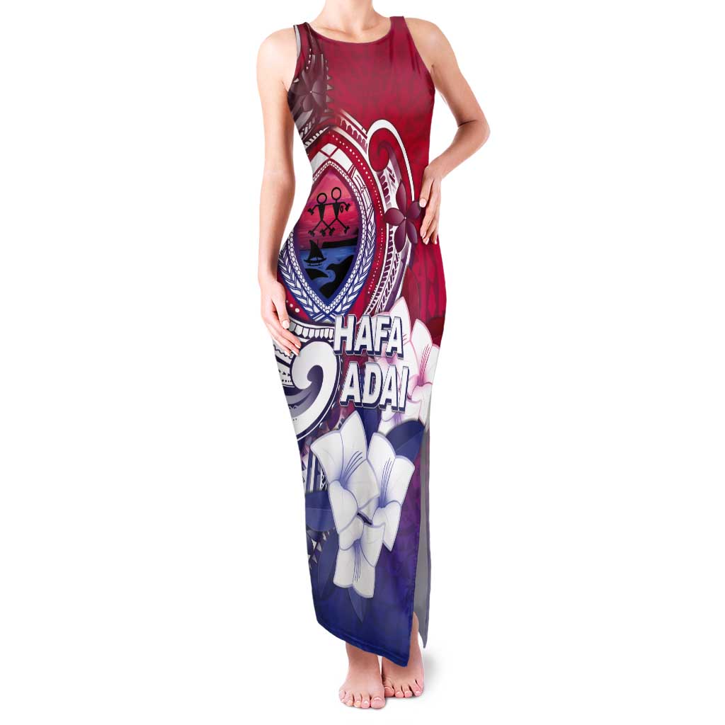 Guam Gadao Tank Maxi Dress Hafa Adai Micronesian Tribal Pattern LT05 Women Red - Polynesian Pride
