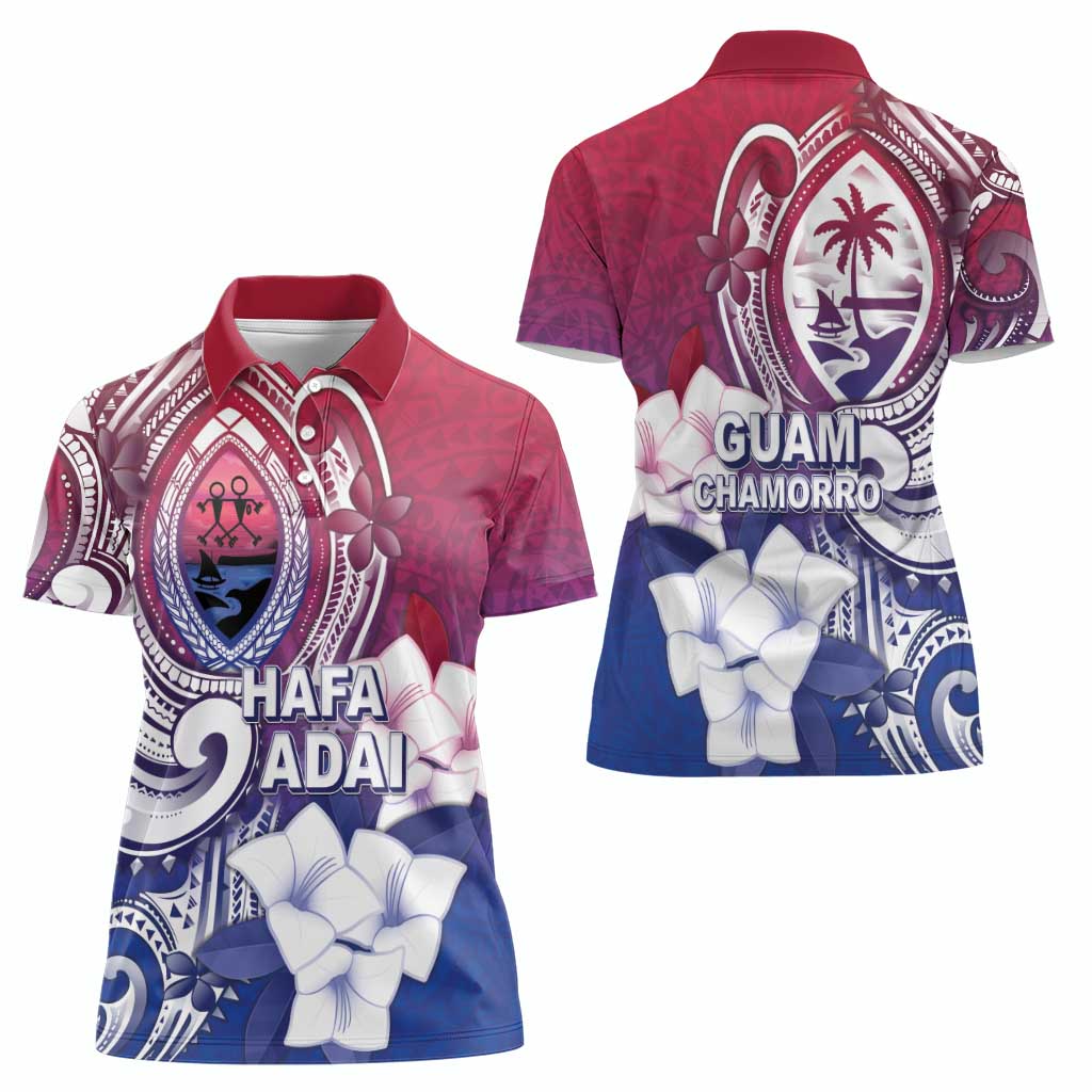 Guam Gadao Women Polo Shirt Hafa Adai Micronesian Tribal Pattern LT05 - Polynesian Pride
