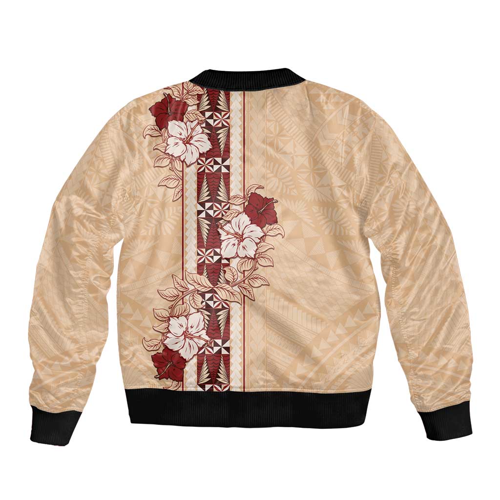 Tonga Language Week Bomber Jacket Hibiscus Tongan Ngatu Pattern LT05 - Polynesian Pride