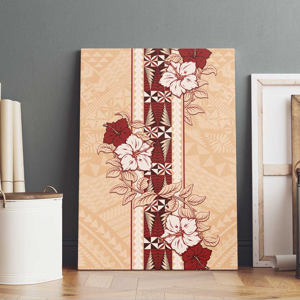 Tonga Language Week Canvas Wall Art Hibiscus Tongan Ngatu Pattern LT05 - Polynesian Pride