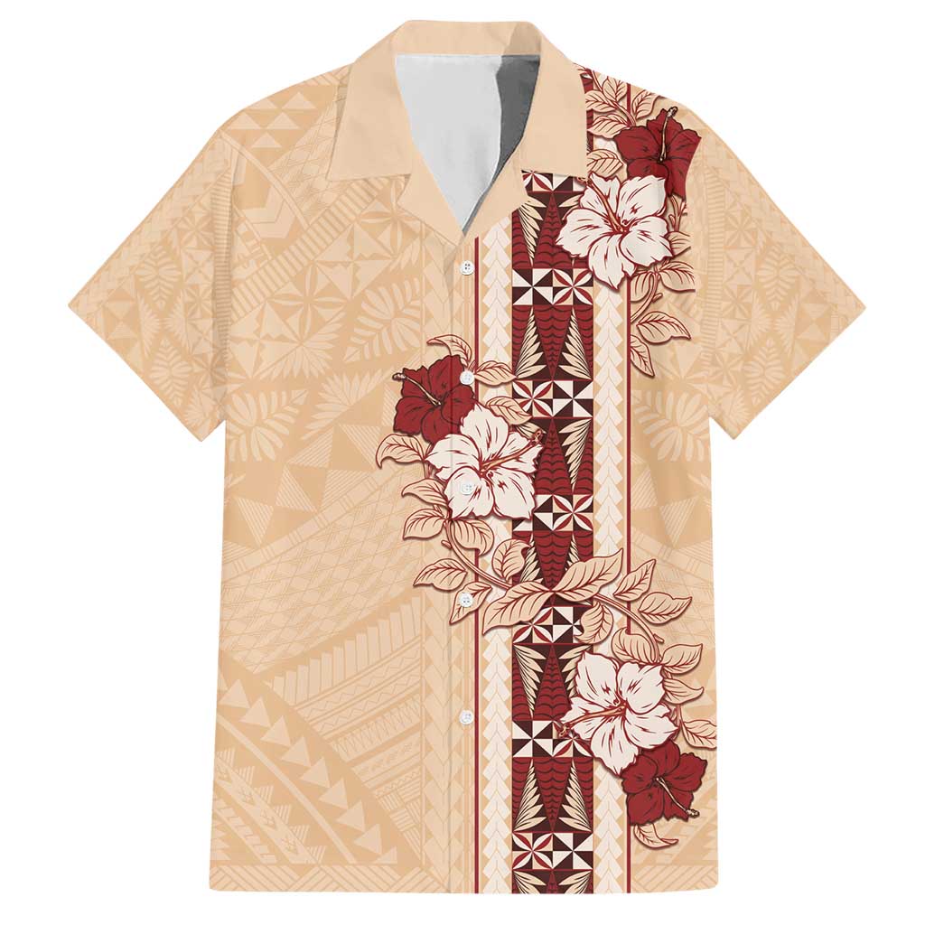 Tonga Language Week Hawaiian Shirt Hibiscus Tongan Ngatu Pattern LT05 Beige - Polynesian Pride
