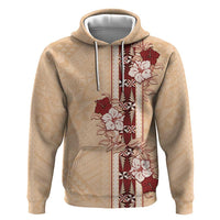 Tonga Language Week Hoodie Hibiscus Tongan Ngatu Pattern LT05 Pullover Hoodie Beige - Polynesian Pride