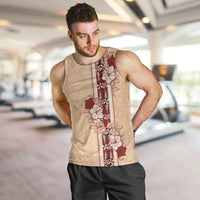 Tonga Language Week Men Tank Top Hibiscus Tongan Ngatu Pattern LT05 Beige - Polynesian Pride