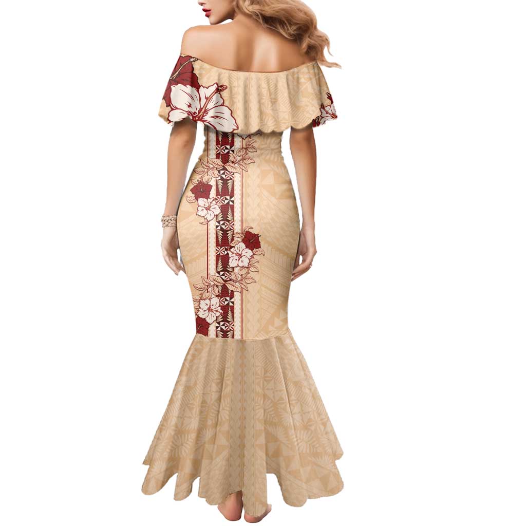 Tonga Language Week Mermaid Dress Hibiscus Tongan Ngatu Pattern LT05 - Polynesian Pride