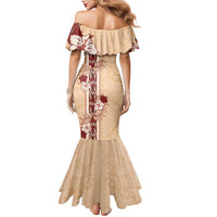 Tonga Language Week Mermaid Dress Hibiscus Tongan Ngatu Pattern LT05 - Polynesian Pride
