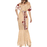 Tonga Language Week Mermaid Dress Hibiscus Tongan Ngatu Pattern LT05 - Polynesian Pride