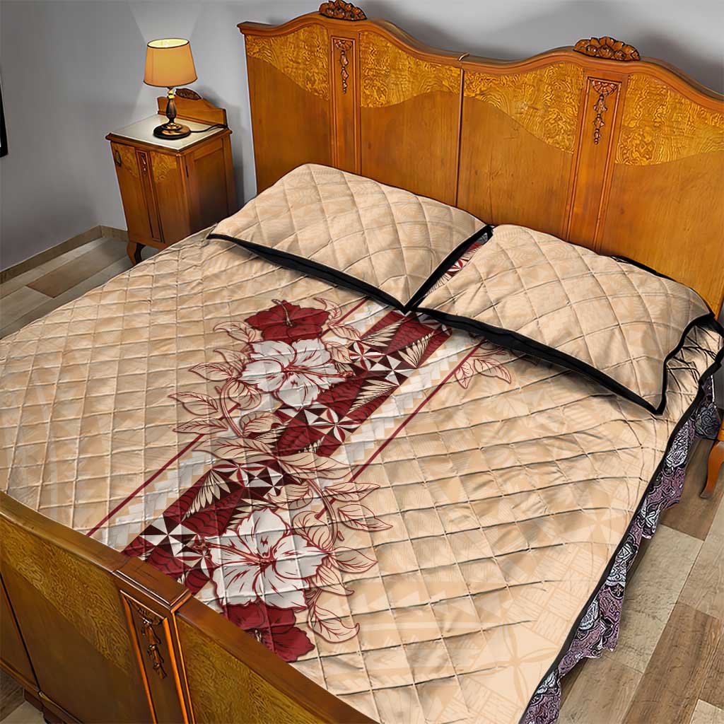 Tonga Language Week Quilt Bed Set Hibiscus Tongan Ngatu Pattern LT05 - Polynesian Pride
