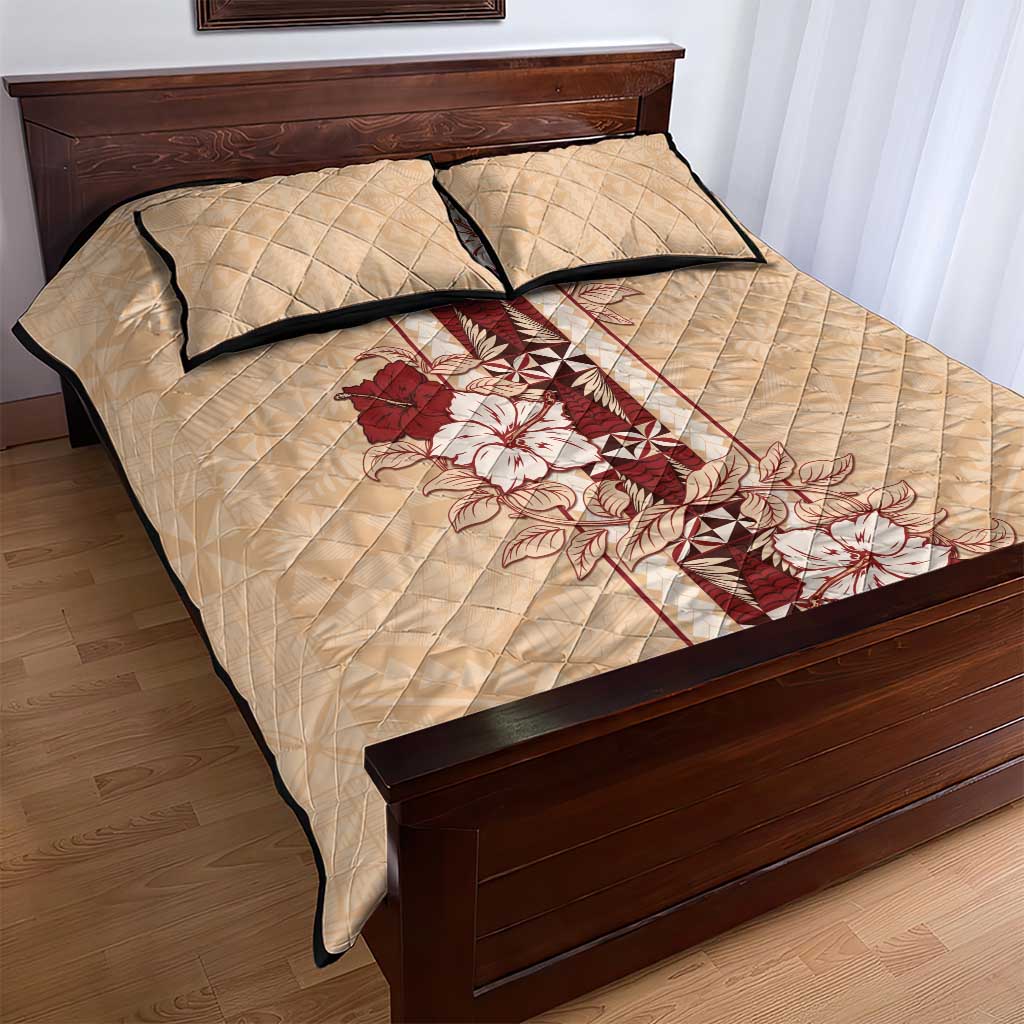 Tonga Language Week Quilt Bed Set Hibiscus Tongan Ngatu Pattern LT05 - Polynesian Pride