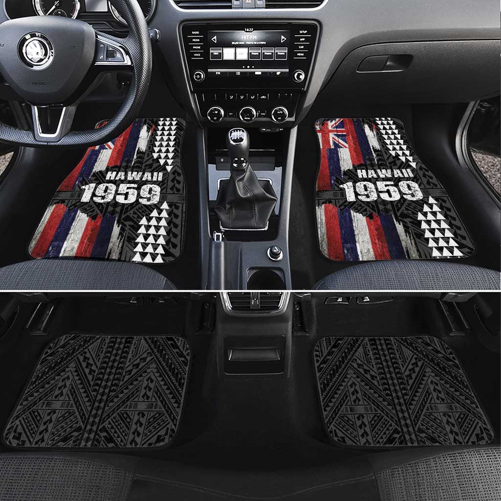 Hawaii 1959 Statehood Day Car Mats Classic Style LT05 Set 4pcs Black - Polynesian Pride