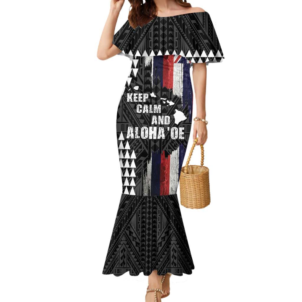 Hawaii 1959 Statehood Day Mermaid Dress Classic Style LT05 Women Black - Polynesian Pride