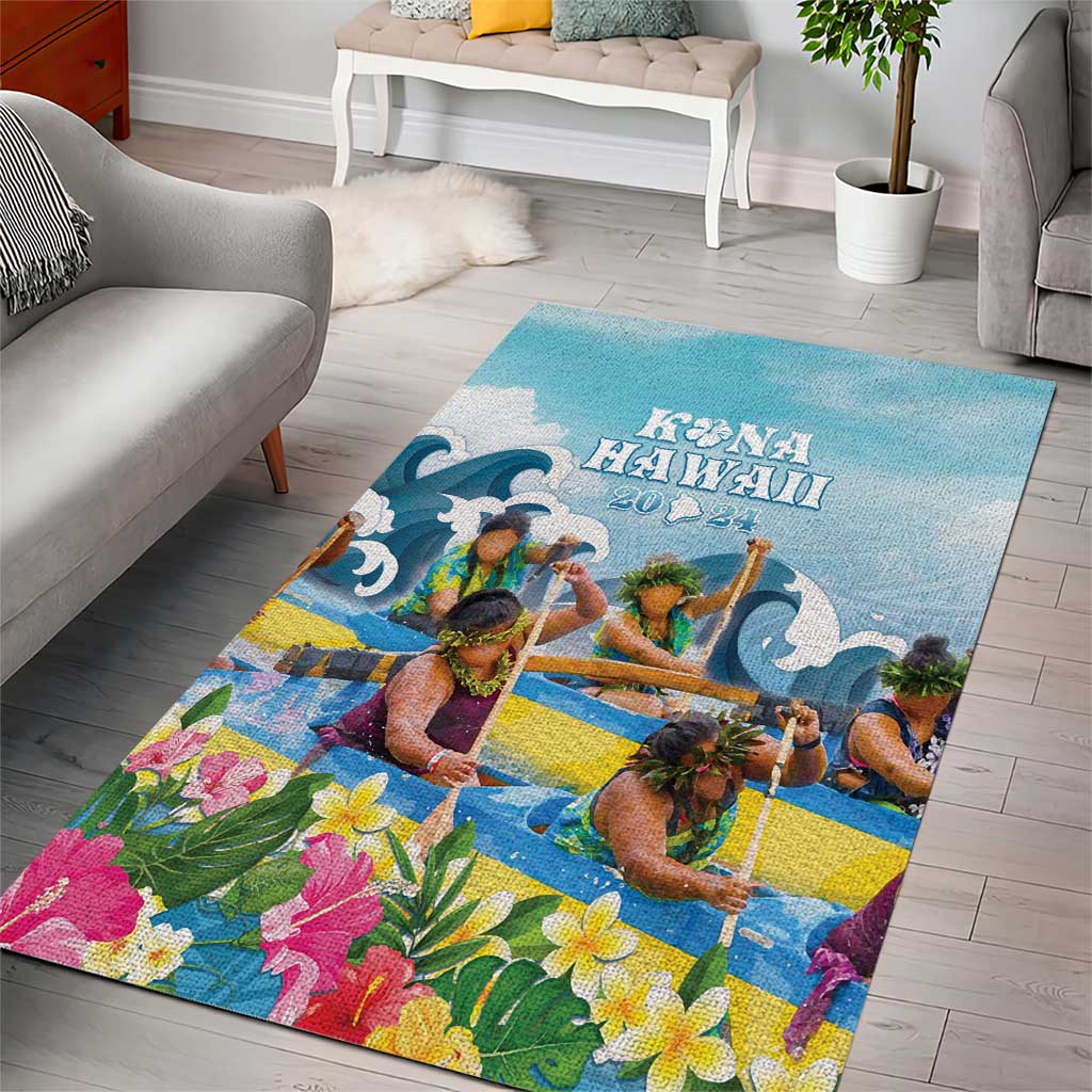 Hawaii Outrigger Canoe Race Area Rug Polynesian Style Watercolor Style LT05 - Polynesian Pride