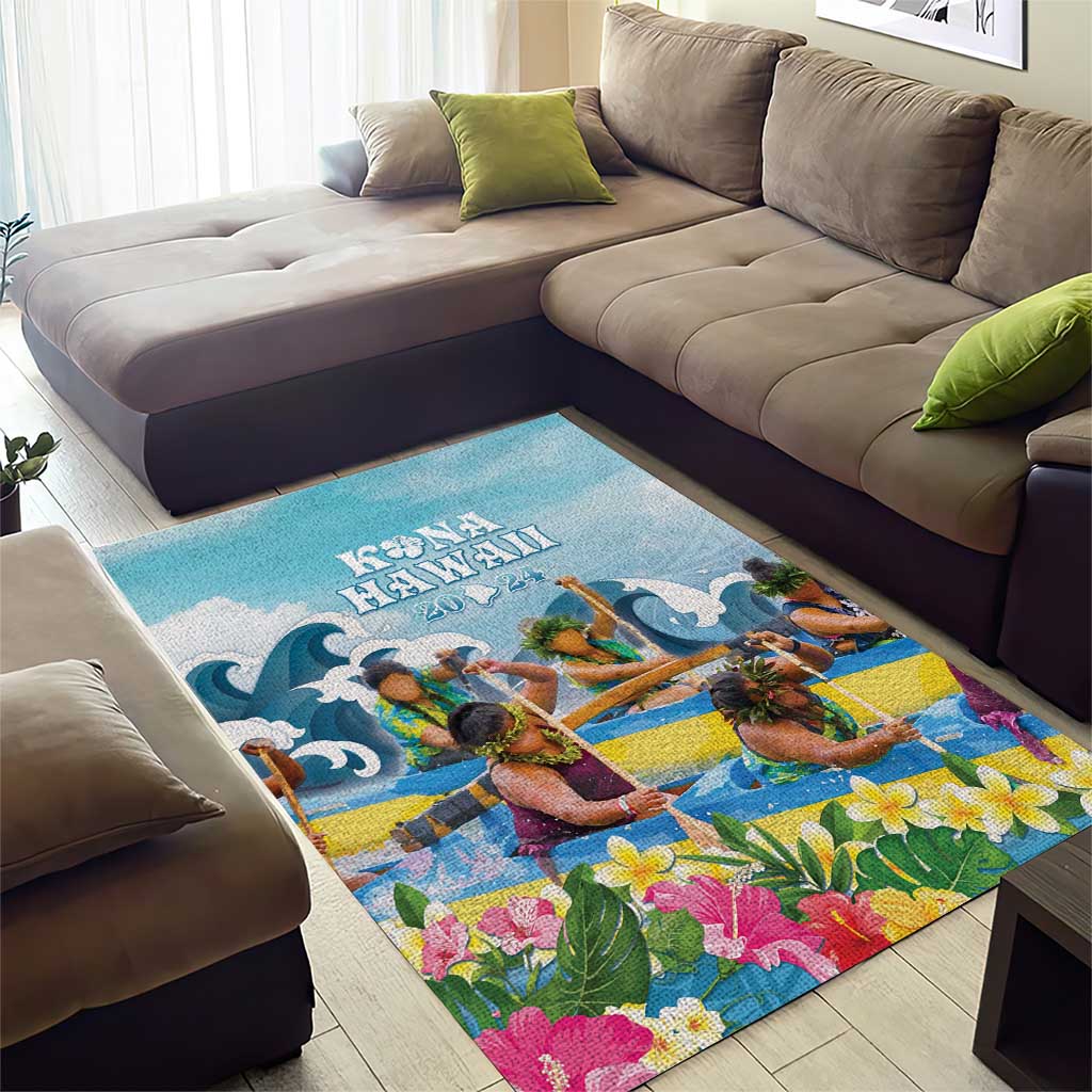 Hawaii Outrigger Canoe Race Area Rug Polynesian Style Watercolor Style LT05 - Polynesian Pride
