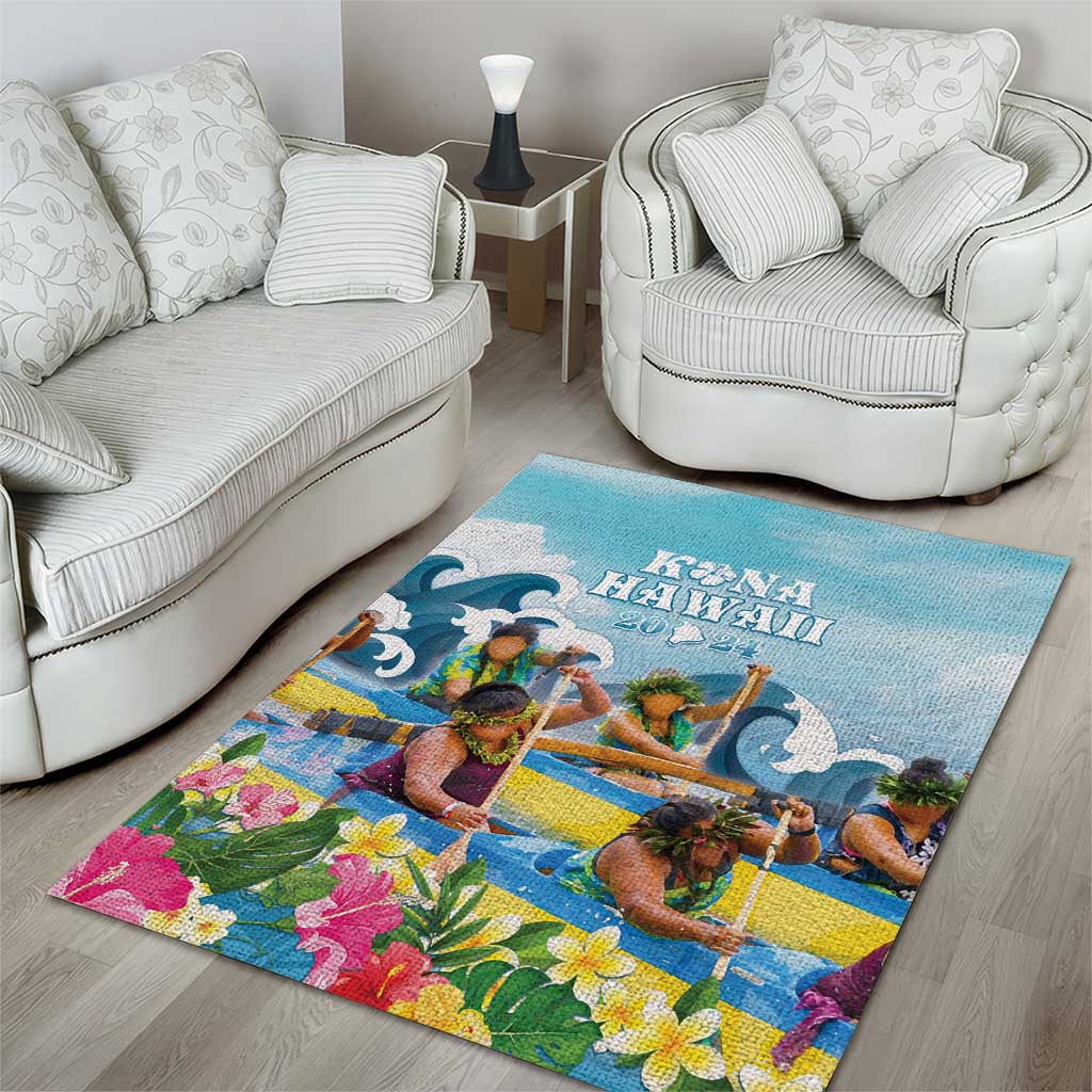 Hawaii Outrigger Canoe Race Area Rug Polynesian Style Watercolor Style LT05 - Polynesian Pride
