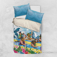 Hawaii Outrigger Canoe Race Bedding Set Polynesian Style Watercolor Style LT05 US Twin 172cm x 218cm Blue - Polynesian Pride