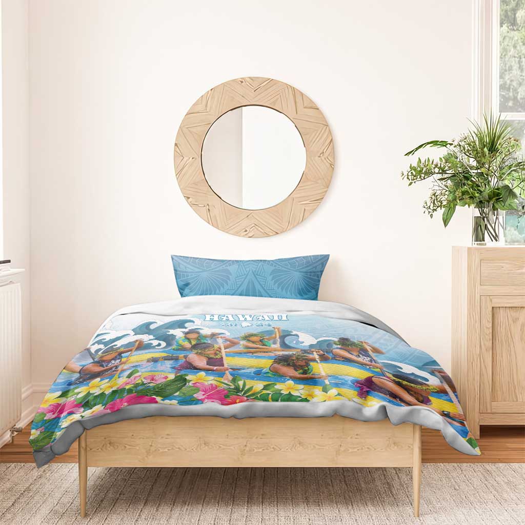 Hawaii Outrigger Canoe Race Bedding Set Polynesian Style Watercolor Style LT05 - Polynesian Pride