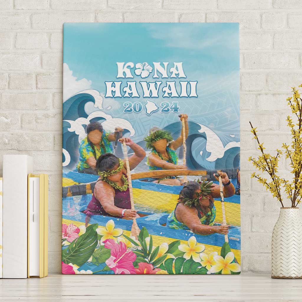 Hawaii Outrigger Canoe Race Canvas Wall Art Polynesian Style Watercolor Style LT05 Without Frame Blue - Polynesian Pride