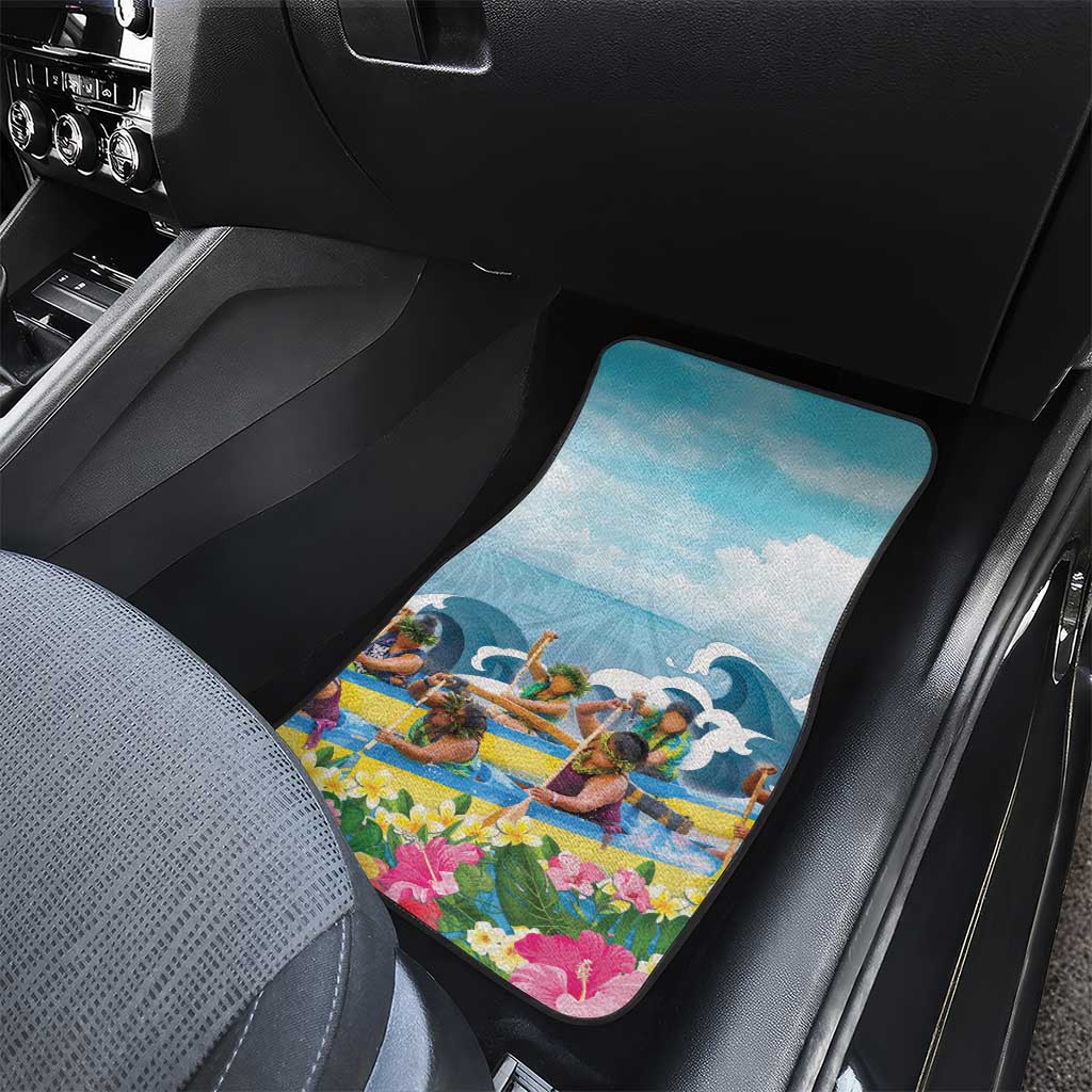 Hawaii Outrigger Canoe Race Car Mats Polynesian Style Watercolor Style LT05 - Polynesian Pride