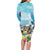 Hawaii Outrigger Canoe Race Family Matching Long Sleeve Bodycon Dress and Hawaiian Shirt Polynesian Style Watercolor Style