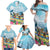 Hawaii Outrigger Canoe Race Family Matching Off Shoulder Maxi Dress and Hawaiian Shirt Polynesian Style Watercolor Style