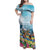 Hawaii Outrigger Canoe Race Family Matching Off Shoulder Maxi Dress and Hawaiian Shirt Polynesian Style Watercolor Style