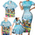 Hawaii Outrigger Canoe Race Family Matching Short Sleeve Bodycon Dress and Hawaiian Shirt Polynesian Style Watercolor Style