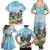 Hawaii Outrigger Canoe Race Family Matching Summer Maxi Dress and Hawaiian Shirt Polynesian Style Watercolor Style