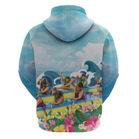 Hawaii Outrigger Canoe Race Hoodie Polynesian Style Watercolor Style LT05 - Polynesian Pride