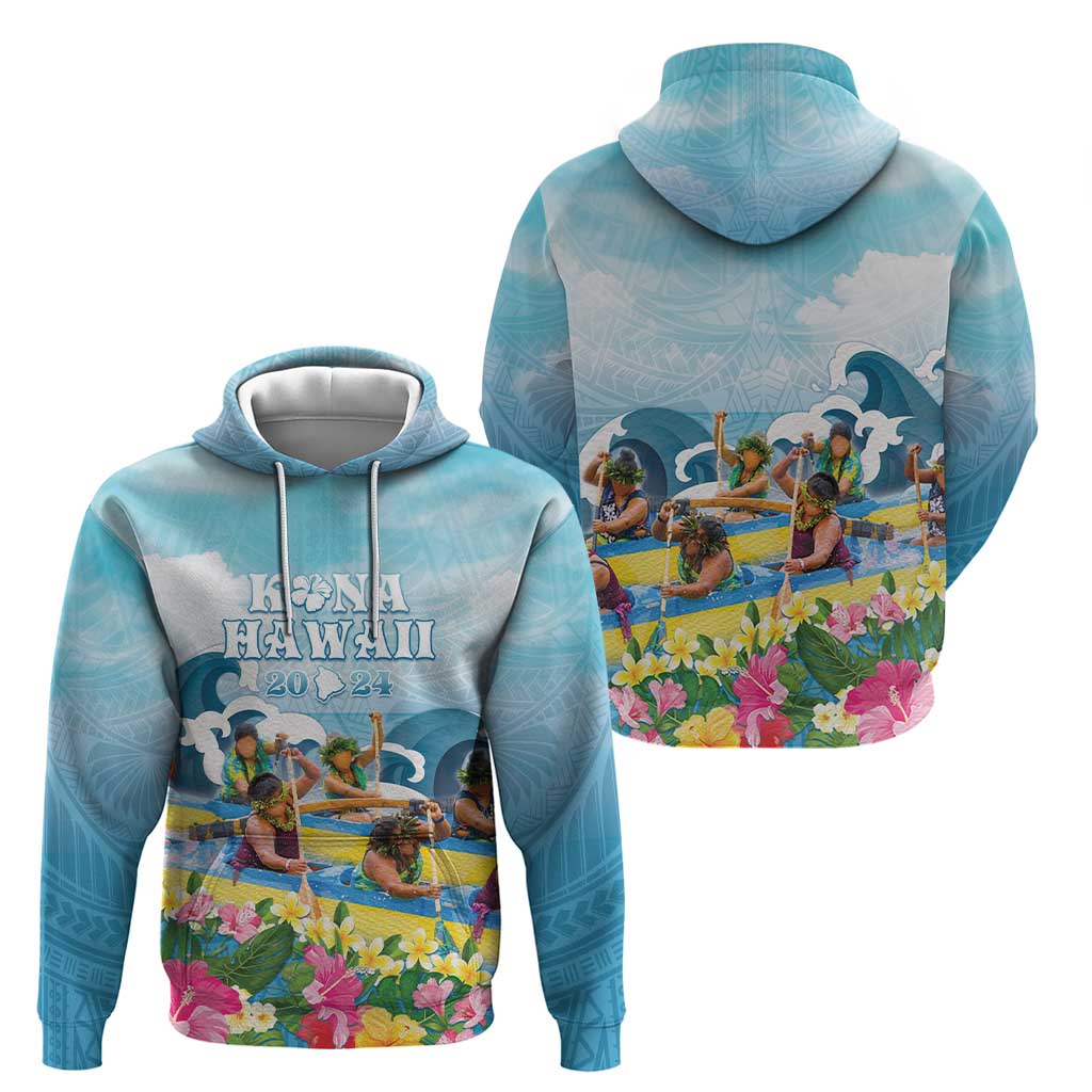 Hawaii Outrigger Canoe Race Hoodie Polynesian Style Watercolor Style LT05 - Polynesian Pride