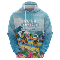 Hawaii Outrigger Canoe Race Hoodie Polynesian Style Watercolor Style LT05 - Polynesian Pride