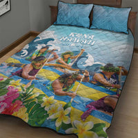 Hawaii Outrigger Canoe Race Quilt Bed Set Polynesian Style Watercolor Style LT05 - Polynesian Pride