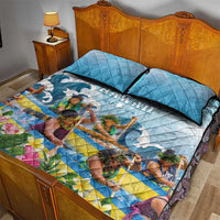 Hawaii Outrigger Canoe Race Quilt Bed Set Polynesian Style Watercolor Style LT05 - Polynesian Pride