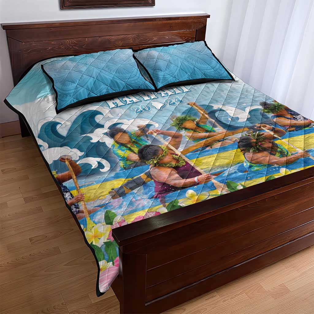 Hawaii Outrigger Canoe Race Quilt Bed Set Polynesian Style Watercolor Style LT05 - Polynesian Pride