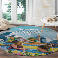 Hawaii Outrigger Canoe Race Round Carpet Polynesian Style Watercolor Style LT05 - Polynesian Pride